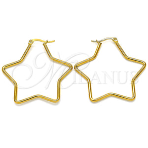 Stainless Steel Hoop Earrings — Medium Hoop Star Design Polished 02. — main product view — SKU 127912 | Acero Inoxidable aretes de aro — Medium Hoop estrella diseño pulido 02. — SKU 127912