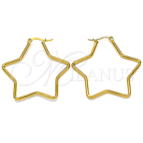 Stainless Steel Medium Hoop, Star Design, Polished, Golden Finish, 02.356.0005.45