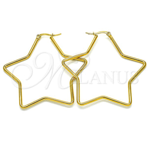 Stainless Steel Hoop Earrings — Large Hoop Star Design Polished 02. — main product view — SKU 127913 | Acero Inoxidable aretes de aro — Large Hoop estrella diseño pulido 02. — SKU 127913