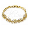 Oro Laminado Fancy Bracelet, Gold Filled Style Elephant and Fish Design, with White Micro Pave, Polished, Golden Finish, 03.316.0031.07 (05 MM Thickness, 7 Inches Length)