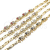 Oro Laminado Fancy Bracelet, Gold Filled Style Elephant and Fish Design, with White Micro Pave, Polished, Golden Finish, 03.316.0031.07 (05 MM Thickness, 7 Inches Length)