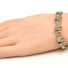 Oro Laminado Fancy Bracelet, Gold Filled Style Elephant and Fish Design, with Black and White Cubic Zirconia, Polished, Golden Finish, 03.316.0031.2.07 (05 MM Thickness, 7 Inches Length)