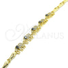 Oro Laminado Fancy Bracelet, Gold Filled Style Elephant and Fish Design, with Black and White Cubic Zirconia, Polished, Golden Finish, 03.316.0031.2.07 (05 MM Thickness, 7 Inches Length)