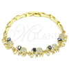Oro Laminado Fancy Bracelet, Gold Filled Style Elephant and Fish Design, with Black and White Cubic Zirconia, Polished, Golden Finish, 03.316.0031.2.07 (05 MM Thickness, 7 Inches Length)