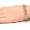 Oro Laminado Fancy Bracelet, Gold Filled Style Elephant and Fish Design, with Multicolor Cubic Zirconia, Polished, Golden Finish, 03.316.0031.3.07 (05 MM Thickness, 7 Inches Length)
