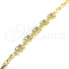 Oro Laminado Fancy Bracelet, Gold Filled Style Elephant and Fish Design, with Multicolor Cubic Zirconia, Polished, Golden Finish, 03.316.0031.3.07 (05 MM Thickness, 7 Inches Length)