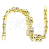 Oro Laminado Fancy Bracelet, Gold Filled Style Elephant and Fish Design, with Multicolor Cubic Zirconia, Polished, Golden Finish, 03.316.0031.3.07 (05 MM Thickness, 7 Inches Length)