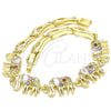 Oro Laminado Fancy Bracelet, Gold Filled Style Elephant and Fish Design, with Multicolor Cubic Zirconia, Polished, Golden Finish, 03.316.0031.3.07 (05 MM Thickness, 7 Inches Length)