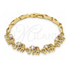 Oro Laminado Fancy Bracelet, Gold Filled Style Elephant and Fish Design, with Multicolor Cubic Zirconia, Polished, Golden Finish, 03.316.0031.3.07 (05 MM Thickness, 7 Inches Length)