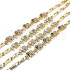Oro Laminado Fancy Bracelet, Gold Filled Style Elephant and Fish Design, with Multicolor Cubic Zirconia, Polished, Golden Finish, 03.316.0031.3.07 (05 MM Thickness, 7 Inches Length)