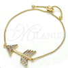 Oro Laminado Adjustable Bolo Bracelet, Gold Filled Style with Multicolor Cubic Zirconia, Polished, Golden Finish, 03.316.0022.1.10 (01 MM Thickness, 10 Inches Length)