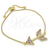 Oro Laminado Adjustable Bolo Bracelet, Gold Filled Style with Multicolor Cubic Zirconia, Polished, Golden Finish, 03.316.0022.1.10 (01 MM Thickness, 10 Inches Length)