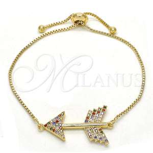 Gold Filled Bracelet — Adjustable Bolo Bracelet with Multicolor Cubic Zirconia Polished — main product view — SKU 127939 | Oro Laminado brazalete — Adjustable Bolo Bracelet with Multicolor Cubic Zirconia pulido — SKU 127939