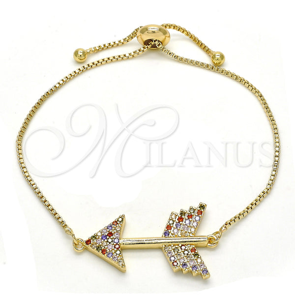 Gold Filled Bracelet — Adjustable Bolo Bracelet with Multicolor Cubic Zirconia Polished — main product view — SKU 127939 | Oro Laminado brazalete — Adjustable Bolo Bracelet with Multicolor Cubic Zirconia pulido — SKU 127939