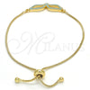 Oro Laminado Adjustable Bolo Bracelet, Gold Filled Style with Turquoise Micro Pave, Polished, Golden Finish, 03.316.0034.10 (01 MM Thickness, 10 Inches Length)
