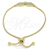 Oro Laminado Adjustable Bolo Bracelet, Gold Filled Style with Turquoise Micro Pave, Polished, Golden Finish, 03.316.0034.10 (01 MM Thickness, 10 Inches Length)