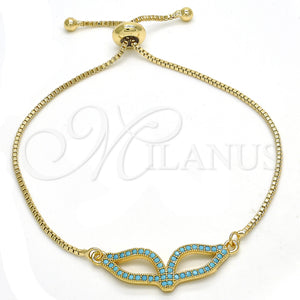Gold Filled Bracelet — Adjustable Bolo Bracelet with Turquoise Micro Pave Polished — main product view — SKU 127942 | Oro Laminado brazalete — Adjustable Bolo Bracelet with Turquoise Micro Pave pulido — SKU 127942