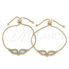 Oro Laminado Adjustable Bolo Bracelet, Gold Filled Style with Turquoise Micro Pave, Polished, Golden Finish, 03.316.0034.10 (01 MM Thickness, 10 Inches Length)