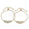 Oro Laminado Adjustable Bolo Bracelet, Gold Filled Style with Turquoise Micro Pave, Polished, Golden Finish, 03.316.0034.10 (01 MM Thickness, 10 Inches Length)