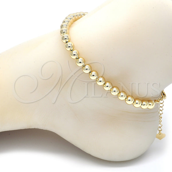 Gold Filled Anklet — Fancy Anklet Ball and Expandable Bead Design Polished — alternate product view — SKU 128031 | Oro Laminado tobillera — elegante Anklet Ball and Expandable Bead diseño pulido — SKU 128031