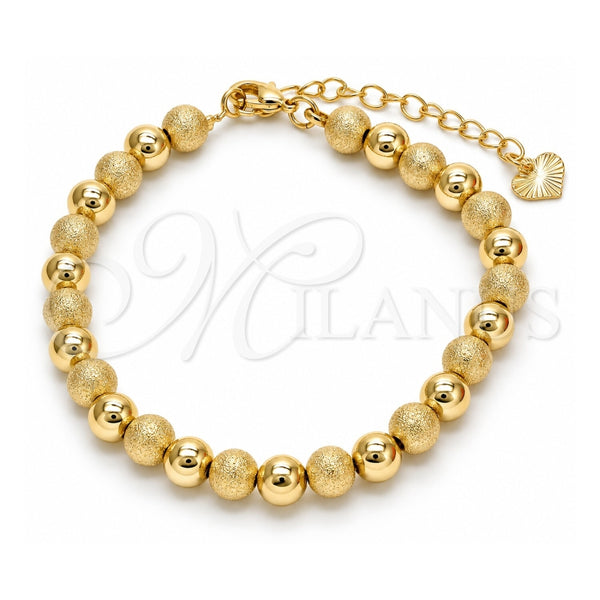 Oro Laminado Fancy Bracelet, Gold Filled Style Ball Design, Matte Finish, Golden Finish, 03.93.0010.07 (06 MM Thickness, 7 Inches Length)