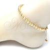 Oro Laminado Fancy Anklet, Gold Filled Style Matte Finish, Golden Finish, 03.93.0010.10 (06 MM Thickness, 10 Inches Length)