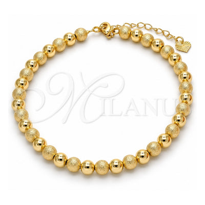 Oro Laminado Fancy Anklet, Gold Filled Style Matte Finish, Golden Finish, 03.93.0010.10 (06 MM Thickness, 10 Inches Length)