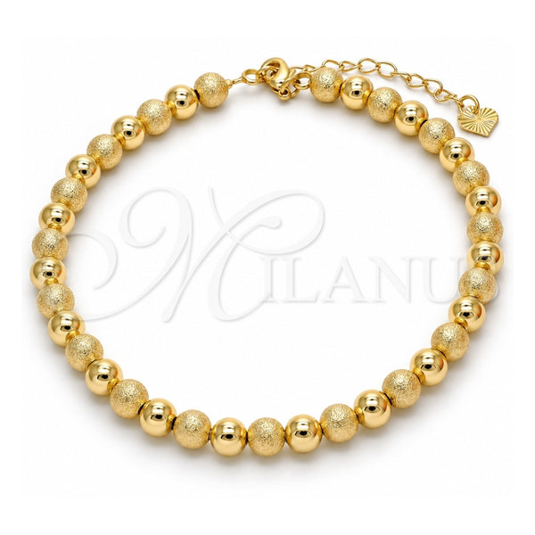 Oro Laminado Fancy Anklet, Gold Filled Style Matte Finish, Golden Finish, 03.93.0010.10 (06 MM Thickness, 10 Inches Length)