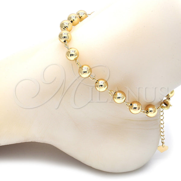 Gold Filled Anklet — Fancy Anklet Ball Design Polished 03.93. 08 MM — alternate product view — SKU 128035 | Oro Laminado tobillera — elegante Anklet Ball diseño pulido 03.93. 08 MM — SKU 128035
