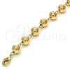Oro Laminado Fancy Anklet, Gold Filled Style Ball Design, Polished, Golden Finish, 03.93.0011.10 (08 MM Thickness, 10 Inches Length)
