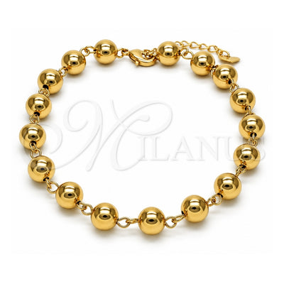 Oro Laminado Fancy Anklet, Gold Filled Style Ball Design, Polished, Golden Finish, 03.93.0011.10 (08 MM Thickness, 10 Inches Length)