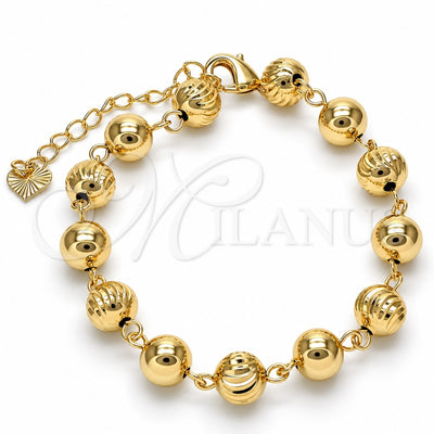 Oro Laminado Fancy Bracelet, Gold Filled Style Diamond Cutting Finish, Golden Finish, 03.93.0012.07 (08 MM Thickness, 7 Inches Length)
