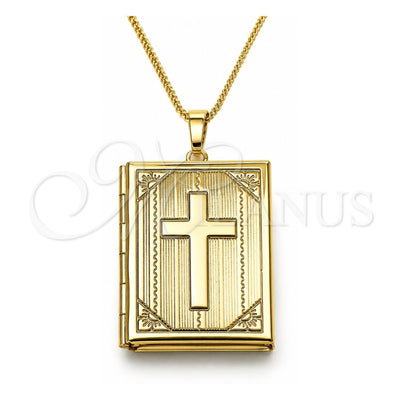 Oro Laminado Pendant Necklace, Gold Filled Style Cross Design, Polished, Golden Finish, 04.117.0003.20 (02 MM Thickness, 20 Inches Length)
