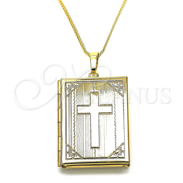 Oro Laminado Pendant Necklace, Gold Filled Style Cross Design, Polished, Golden Finish, 04.117.0003.20 (02 MM Thickness, 20 Inches Length)