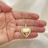 Oro Laminado Pendant Necklace, Gold Filled Style Heart Design, Polished, Golden Finish, 04.117.0005.20 (02 MM Thickness, 20 Inches Length)
