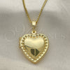 Oro Laminado Pendant Necklace, Gold Filled Style Heart Design, Polished, Golden Finish, 04.117.0005.20 (02 MM Thickness, 20 Inches Length)