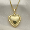 Oro Laminado Pendant Necklace, Gold Filled Style Heart Design, Polished, Golden Finish, 04.117.0005.20 (02 MM Thickness, 20 Inches Length)