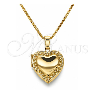 Oro Laminado Pendant Necklace, Gold Filled Style Heart Design, Polished, Golden Finish, 04.117.0005.20 (02 MM Thickness, 20 Inches Length)