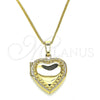 Oro Laminado Pendant Necklace, Gold Filled Style Heart Design, Polished, Golden Finish, 04.117.0005.20 (02 MM Thickness, 20 Inches Length)