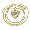Oro Laminado Pendant Necklace, Gold Filled Style Heart and Flower Design, Polished, Golden Finish, 04.117.0009.20 (02 MM Thickness, 20 Inches Length)