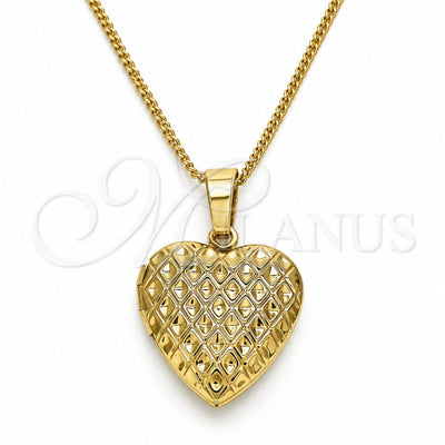 Oro Laminado Pendant Necklace, Gold Filled Style Heart Design, Polished, Golden Finish, 04.117.0008.20 (02 MM Thickness, 20 Inches Length)
