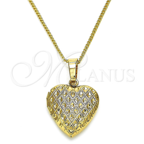 Oro Laminado Pendant Necklace, Gold Filled Style Heart Design, Polished, Golden Finish, 04.117.0008.20 (02 MM Thickness, 20 Inches Length)
