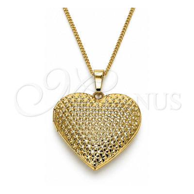 Oro Laminado Pendant Necklace, Gold Filled Style Heart Design, Polished, Golden Finish, 04.117.0007.20 (02 MM Thickness, 20 Inches Length)