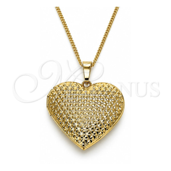 Oro Laminado Pendant Necklace, Gold Filled Style Heart Design, Polished, Golden Finish, 04.117.0007.20 (02 MM Thickness, 20 Inches Length)