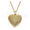 Oro Laminado Pendant Necklace, Gold Filled Style Heart Design, Polished, Golden Finish, 04.117.0007.20 (02 MM Thickness, 20 Inches Length)