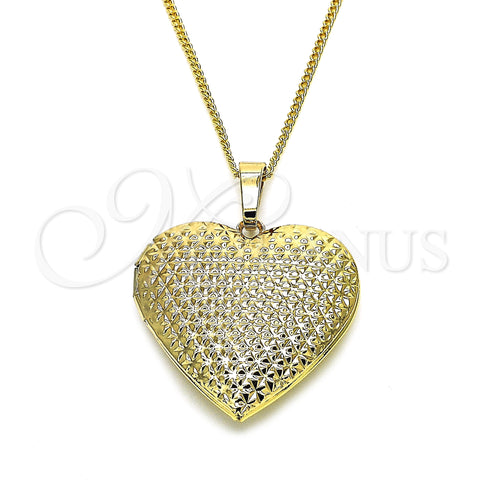 Oro Laminado Pendant Necklace, Gold Filled Style Heart Design, Polished, Golden Finish, 04.117.0007.20 (02 MM Thickness, 20 Inches Length)