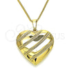 Oro Laminado Pendant Necklace, Gold Filled Style Heart Design, Polished, Golden Finish, 04.117.0006.20 (02 MM Thickness, 20 Inches Length)