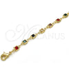 Oro Laminado Fancy Bracelet, Gold Filled Style with Multicolor Crystal, Polished, Golden Finish, 03.63.2065.08 (05 MM Thickness, 8 Inches Length)
