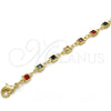 Oro Laminado Fancy Bracelet, Gold Filled Style with Multicolor Crystal, Polished, Golden Finish, 03.63.2065.08 (05 MM Thickness, 8 Inches Length)