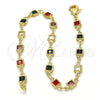 Oro Laminado Fancy Bracelet, Gold Filled Style with Multicolor Crystal, Polished, Golden Finish, 03.63.2065.08 (05 MM Thickness, 8 Inches Length)